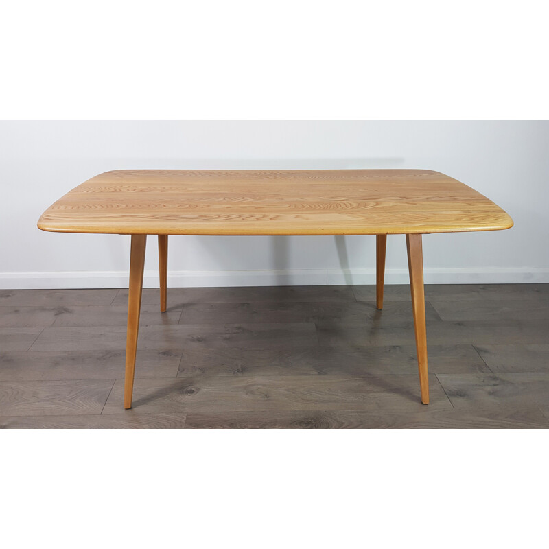 Vintage plank table for Ercol in elm and beechwood 1960