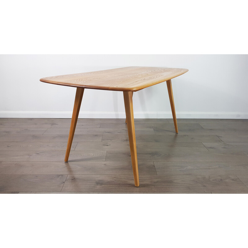Vintage plank table for Ercol in elm and beechwood 1960