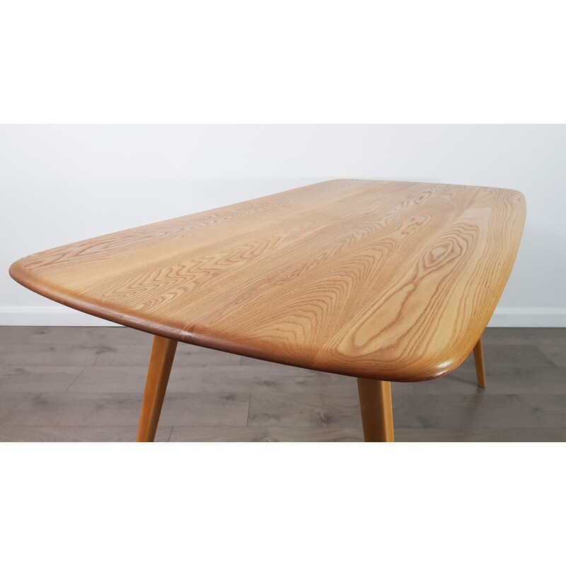 Vintage plank table for Ercol in elm and beechwood 1960