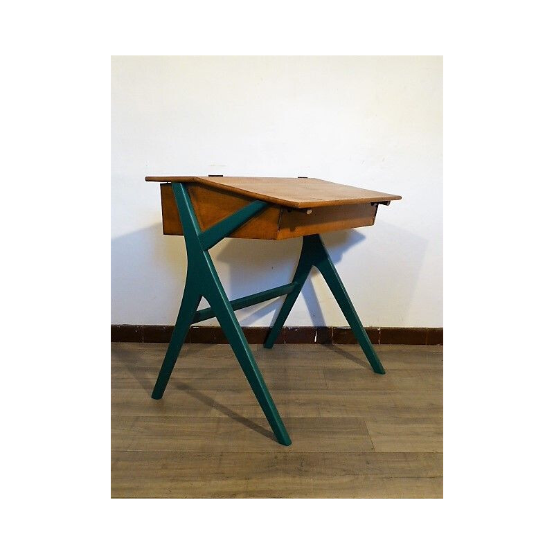 Vintage french desk in oakwood 1960