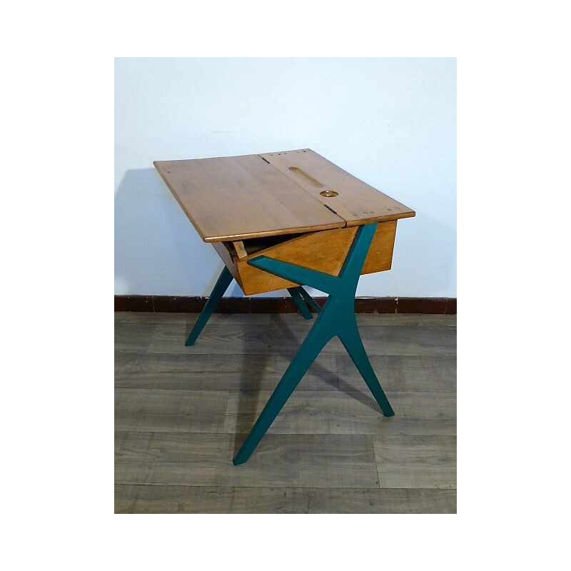 Vintage french desk in oakwood 1960