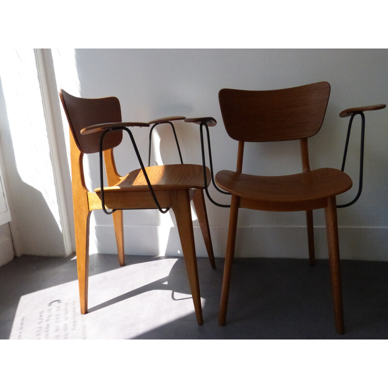 Pair of bridge armchairs, Roger LANDAULT - 1950s