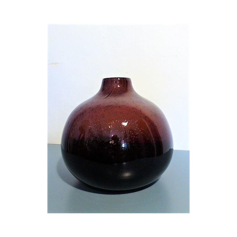 Vintage purple blown glass vase, France 1960