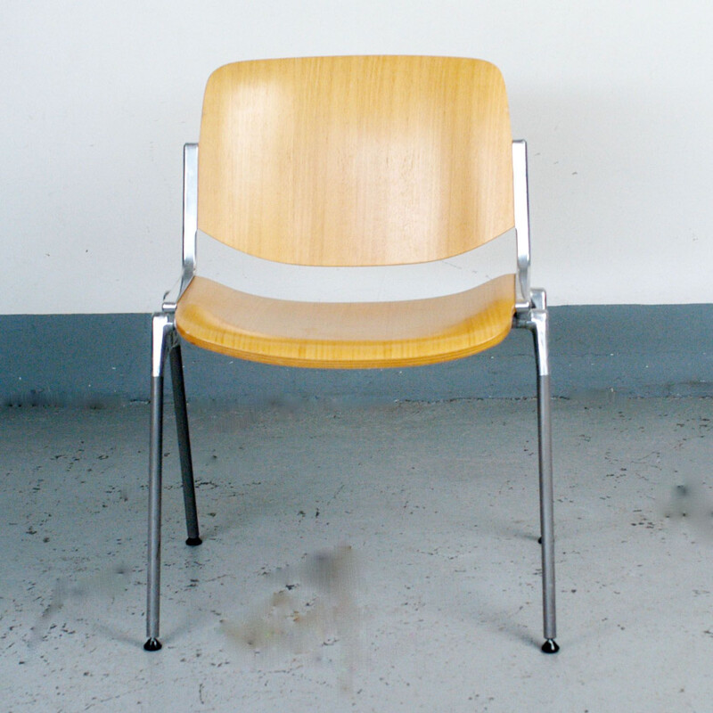 Set of 6 vintage DSC 106 chairs by Piretti in aluminium