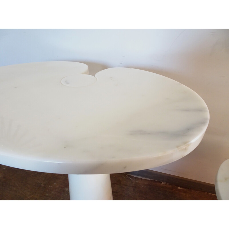 Pair of vintage Eros tables for Skipper in white marble