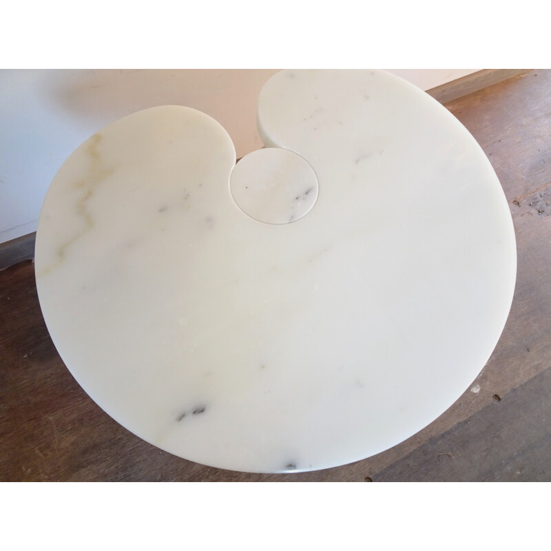 Pair of vintage Eros tables for Skipper in white marble