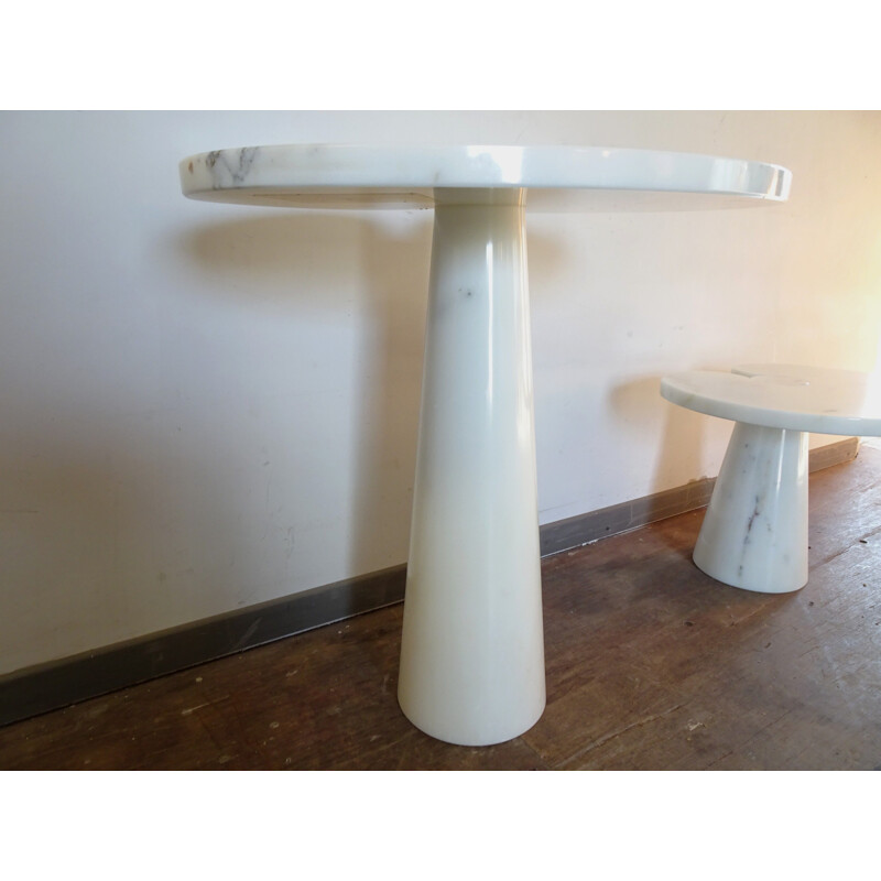 Pair of vintage Eros tables for Skipper in white marble