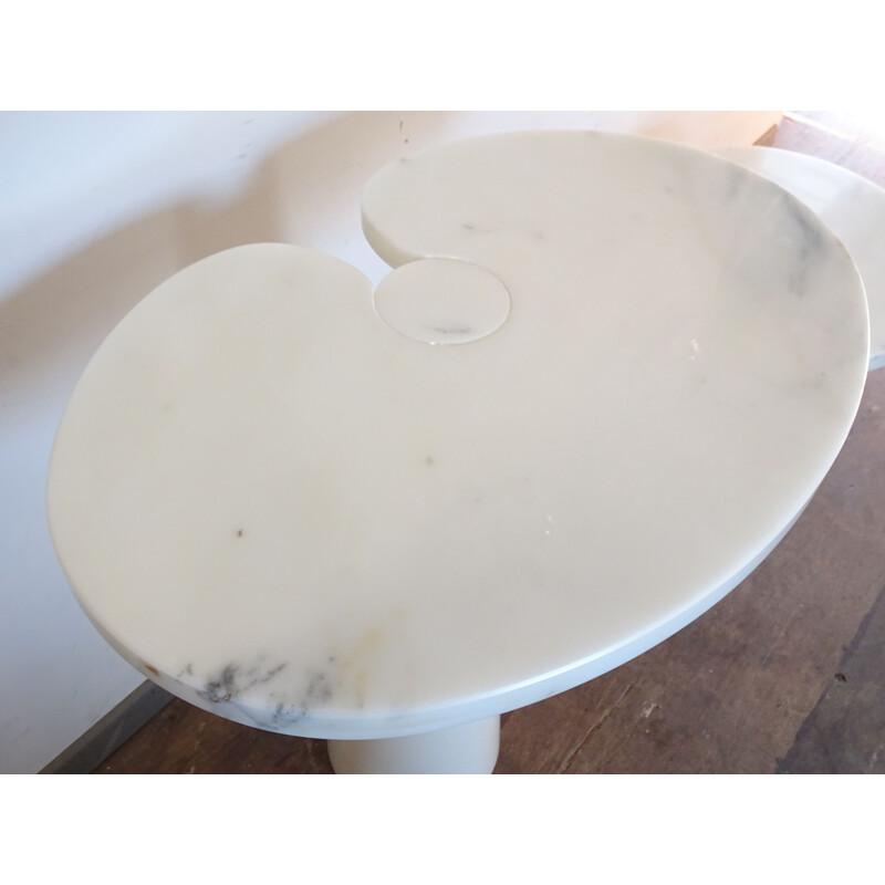 Pair of vintage Eros tables for Skipper in white marble