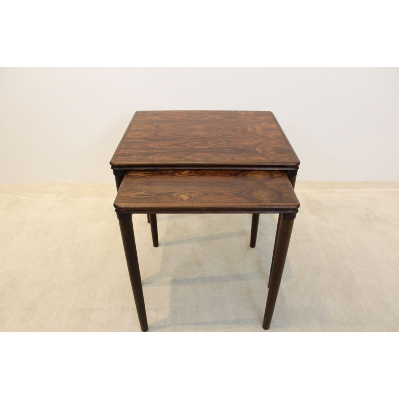 Vintage oak nesting tables by E. W. Bach for Toften, Denmark 1960