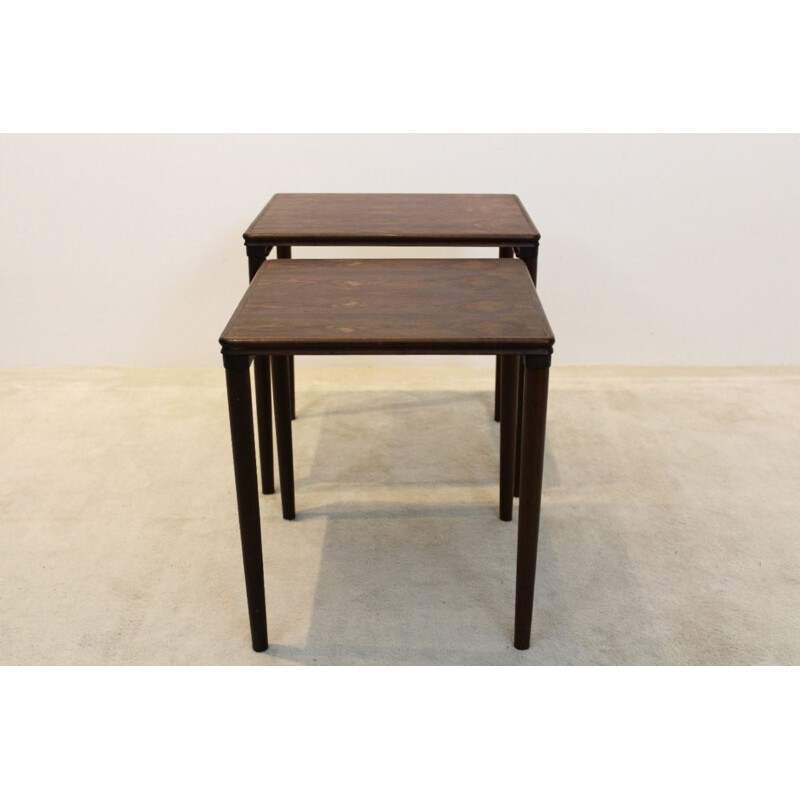 Vintage oak nesting tables by E. W. Bach for Toften, Denmark 1960