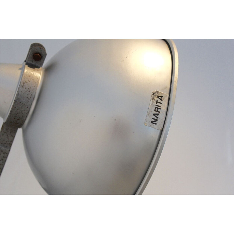 Lámpara de pie industrial vintage de Narita y Fluos en latón y aluminio