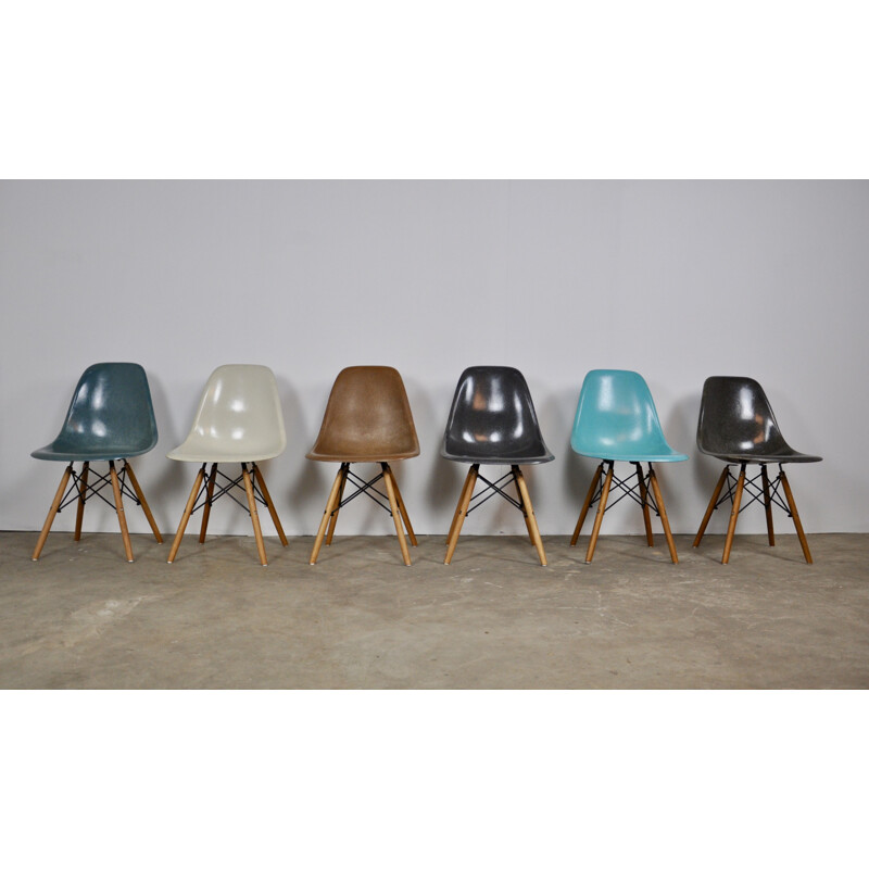 Set of 6 DSW chairs by Eames for Herman Miller