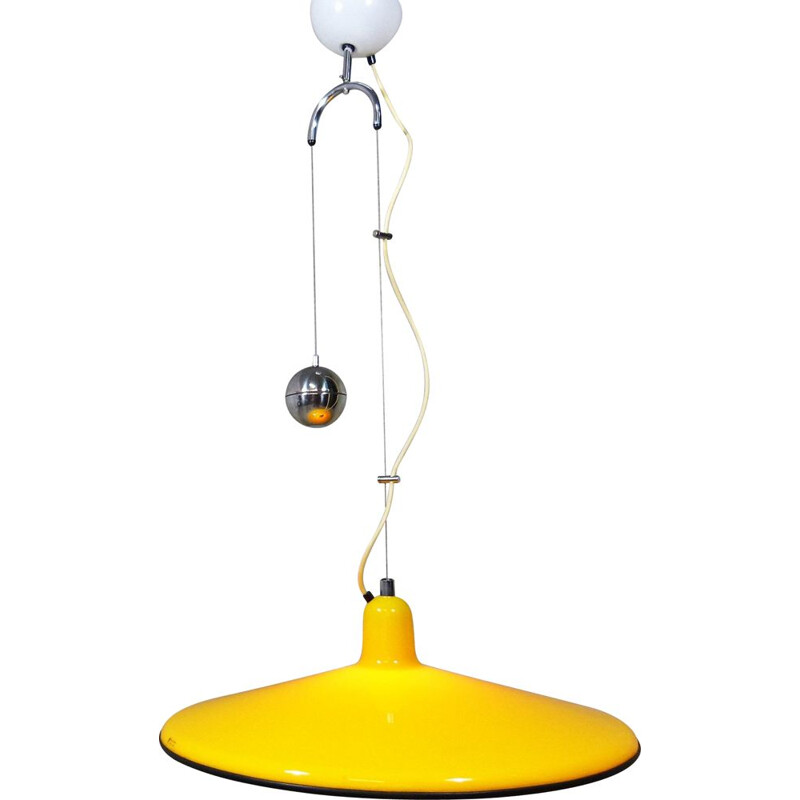 Yellow pendant lamp in plastic by Harvey Guzzini