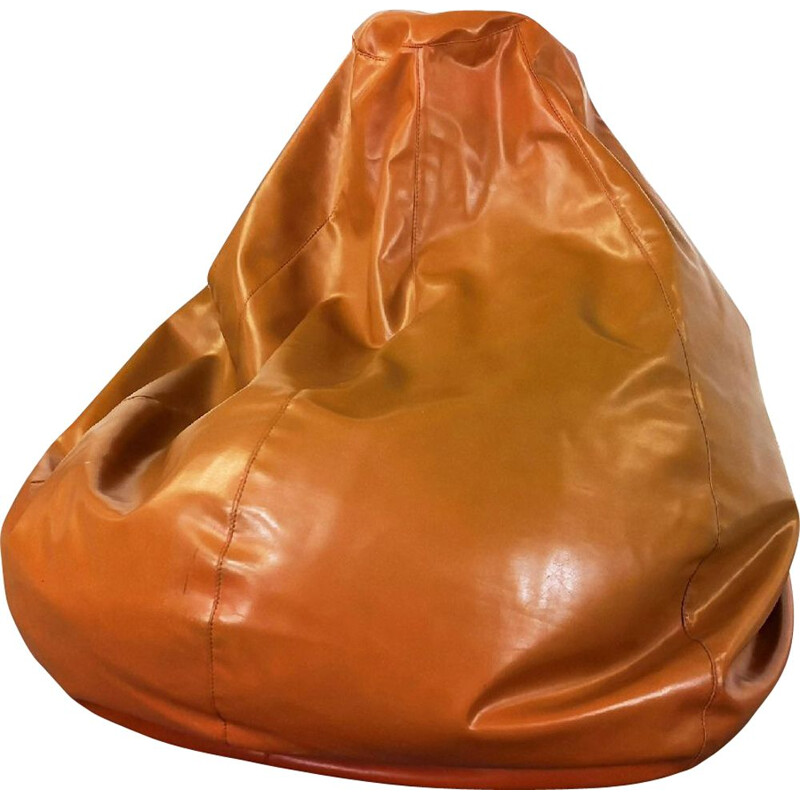 Pear poof in orange leatherette