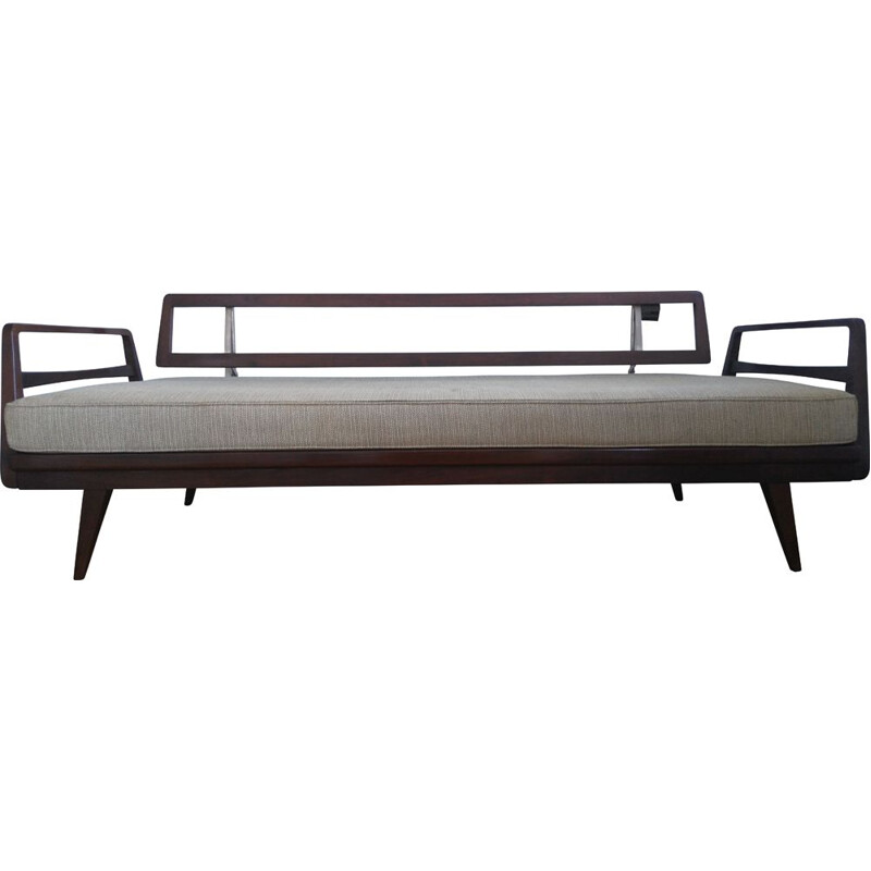 Vintage sofa for Knoll Antimott in wood and fabric 1950