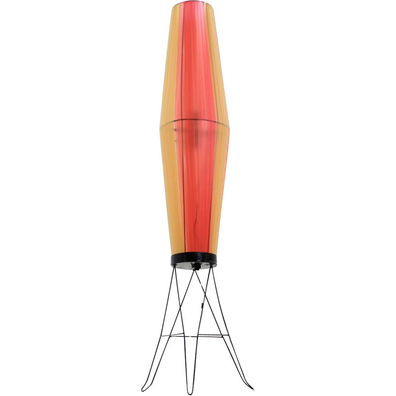 Lámpara cohete vintage de plástico y metal, Checoslovaquia 1970