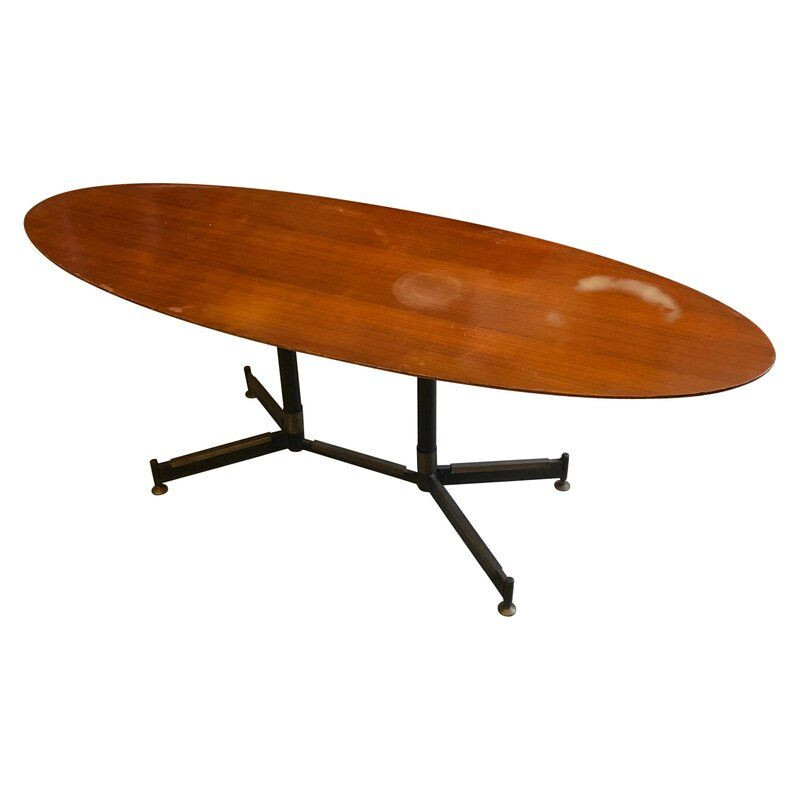 Oval coffee table in wood and metal