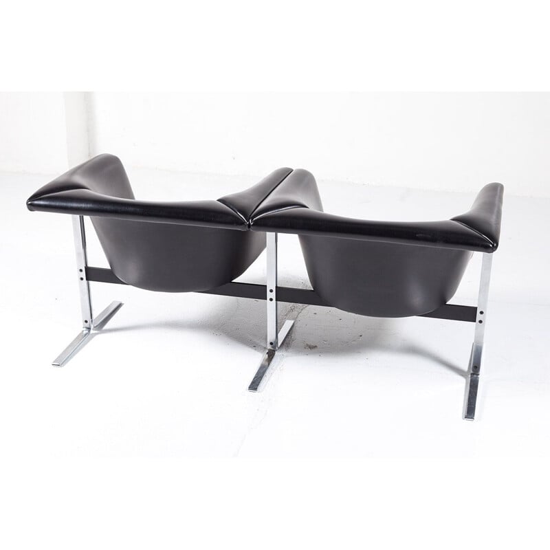 Black 2-seater sofa by Geoffrey Harcourt for Artifort