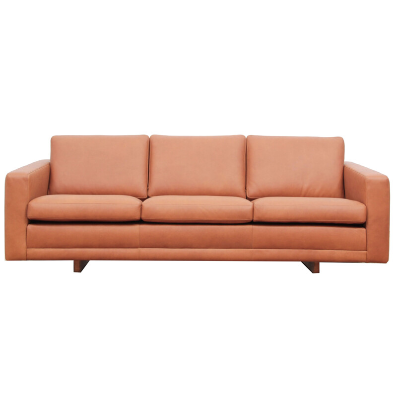 Vintage scandinavian model 205 sofa for Fredericia in oak and brown leather