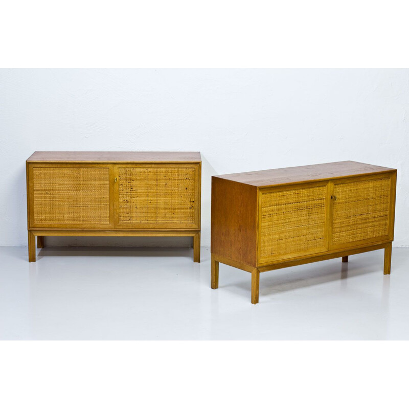 Pair of rattan and oak sideboards by Alf Svensson