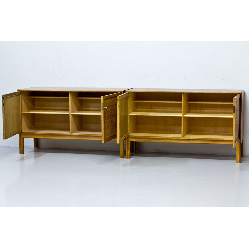 Pair of rattan and oak sideboards by Alf Svensson