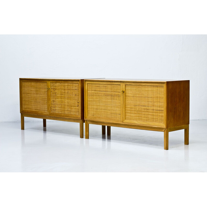 Pair of rattan and oak sideboards by Alf Svensson