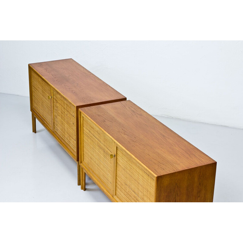 Pair of rattan and oak sideboards by Alf Svensson