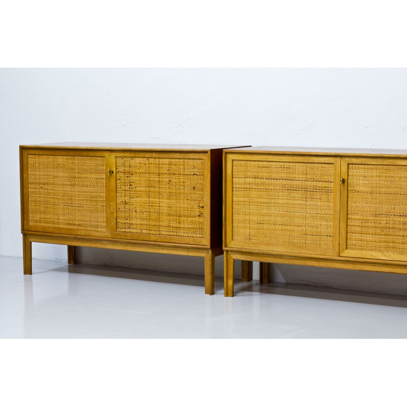 Pair of rattan and oak sideboards by Alf Svensson