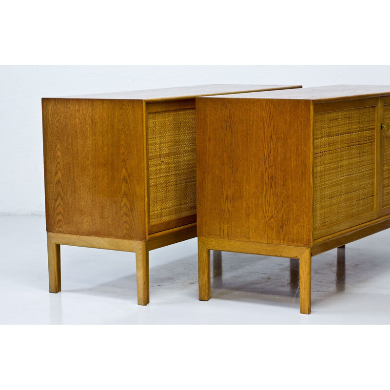 Pair of rattan and oak sideboards by Alf Svensson