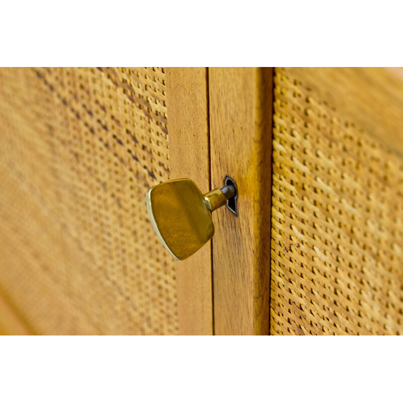 Pair of rattan and oak sideboards by Alf Svensson