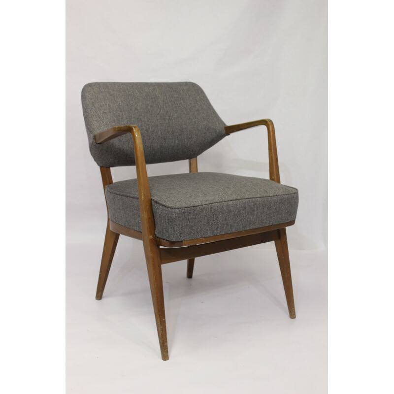 Vintage chair fabric grey chevron by Knoll Antimott