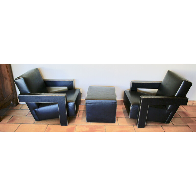 Set of 2 vintage armchairs utrecht and its ottoman