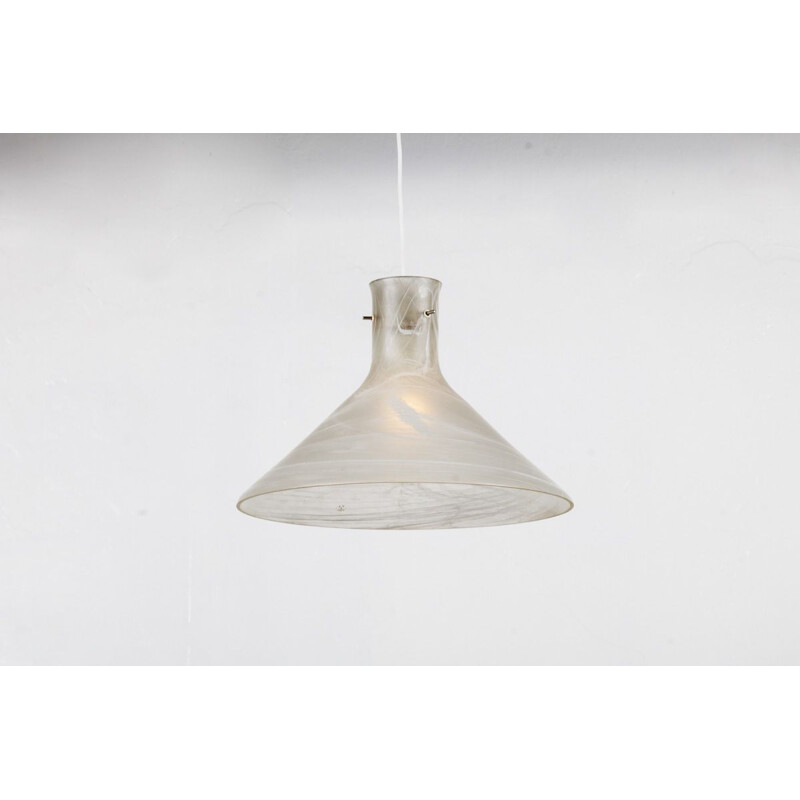 Vintage modernist glass hanging lamp by Peill and Putzler