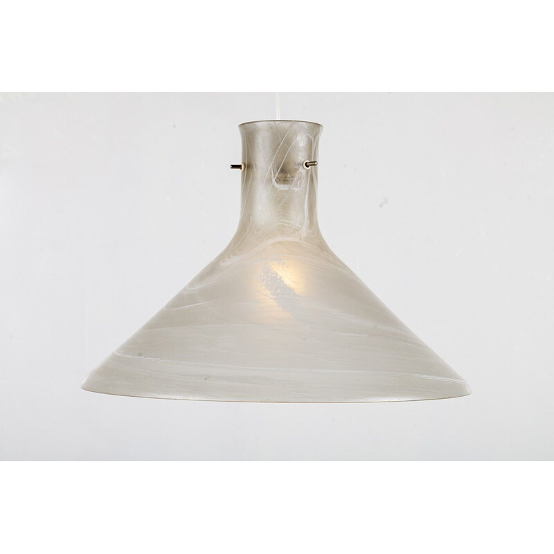 Vintage modernist glass hanging lamp by Peill and Putzler