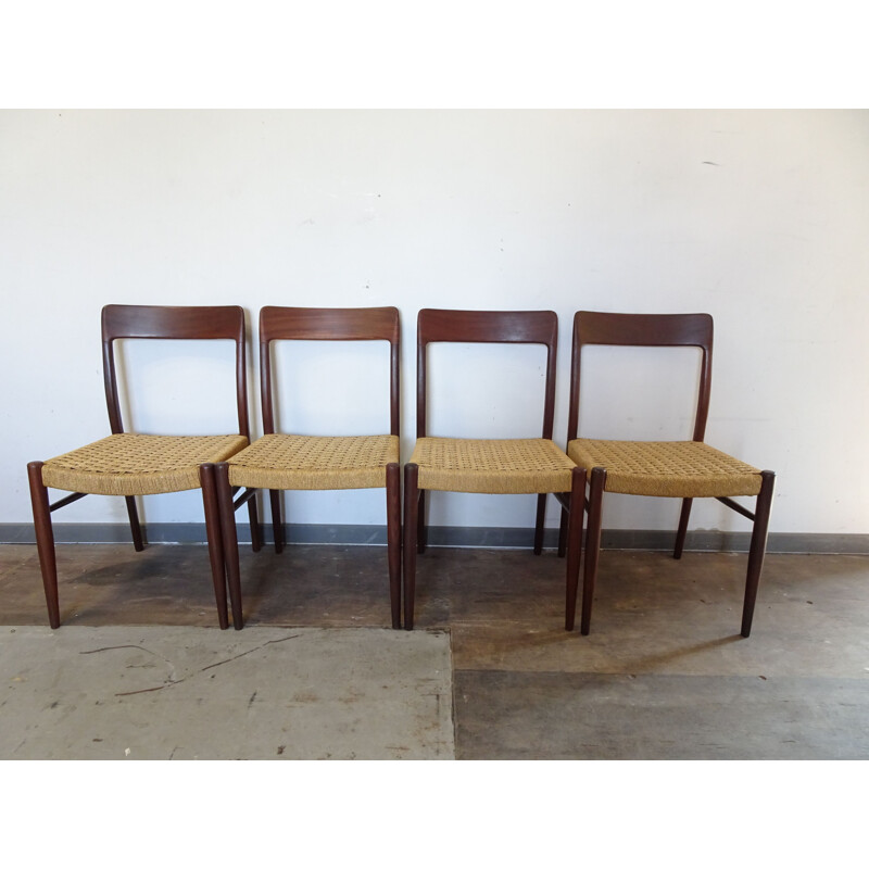 Set of 4 vintage chairs Scandinavian rope Niels MÖLLER