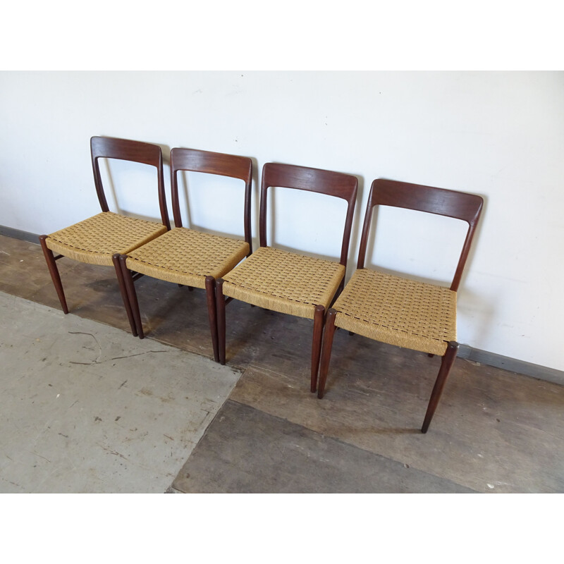 Set of 4 vintage chairs Scandinavian rope Niels MÖLLER