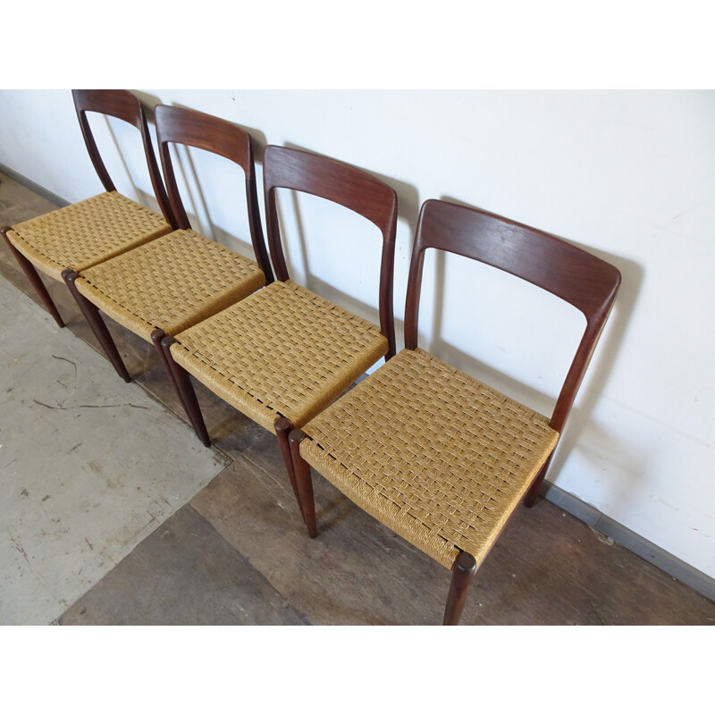 Set of 4 vintage chairs Scandinavian rope Niels MÖLLER