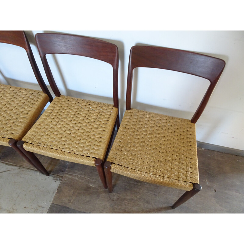 Set of 4 vintage chairs Scandinavian rope Niels MÖLLER