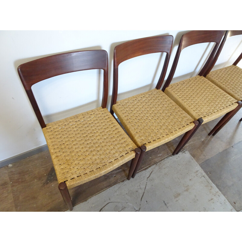 Set of 4 vintage chairs Scandinavian rope Niels MÖLLER