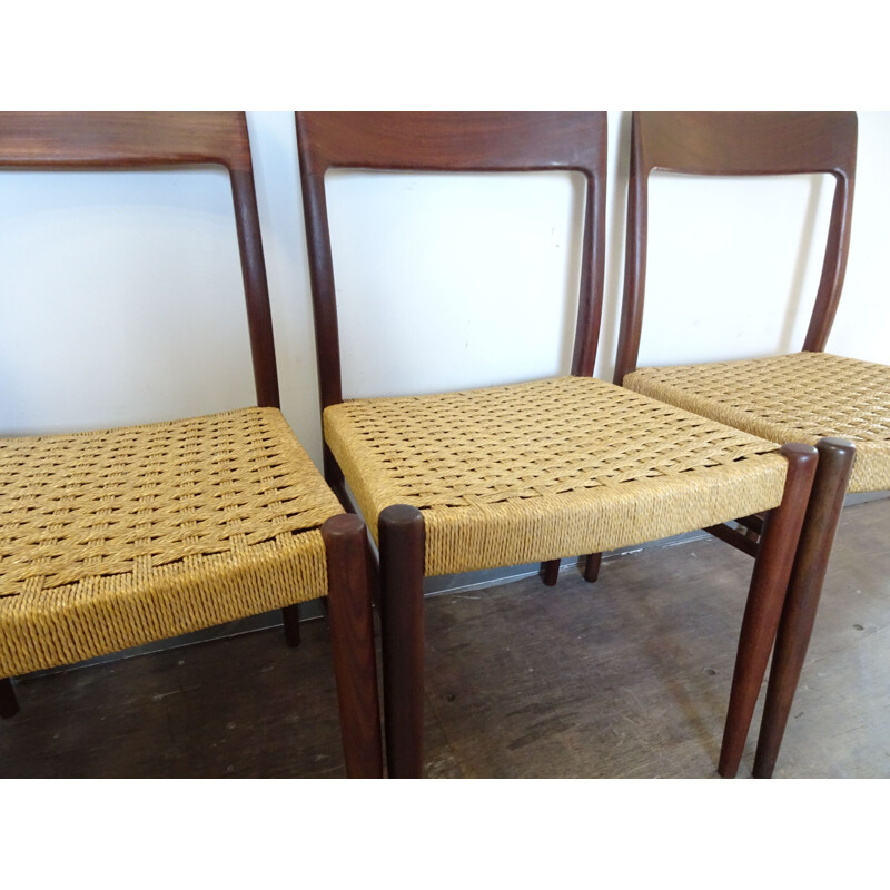 Set of 4 vintage chairs Scandinavian rope Niels MÖLLER