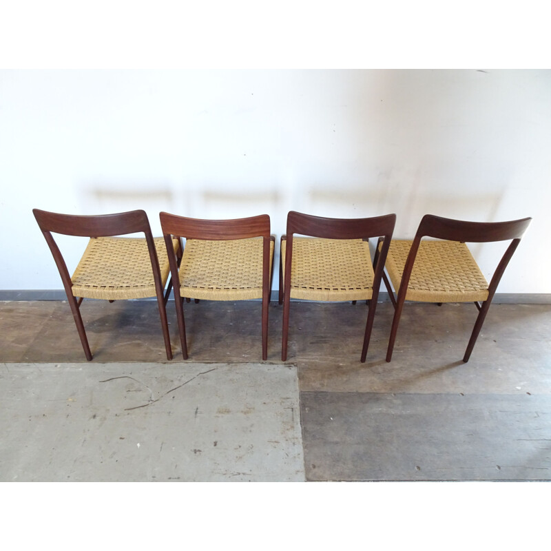 Set of 4 vintage chairs Scandinavian rope Niels MÖLLER
