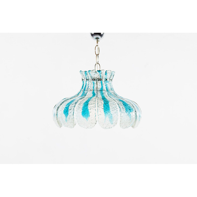 Vintage Murano glass flower petal pendant lamp by Carlo Nason for Mazzega