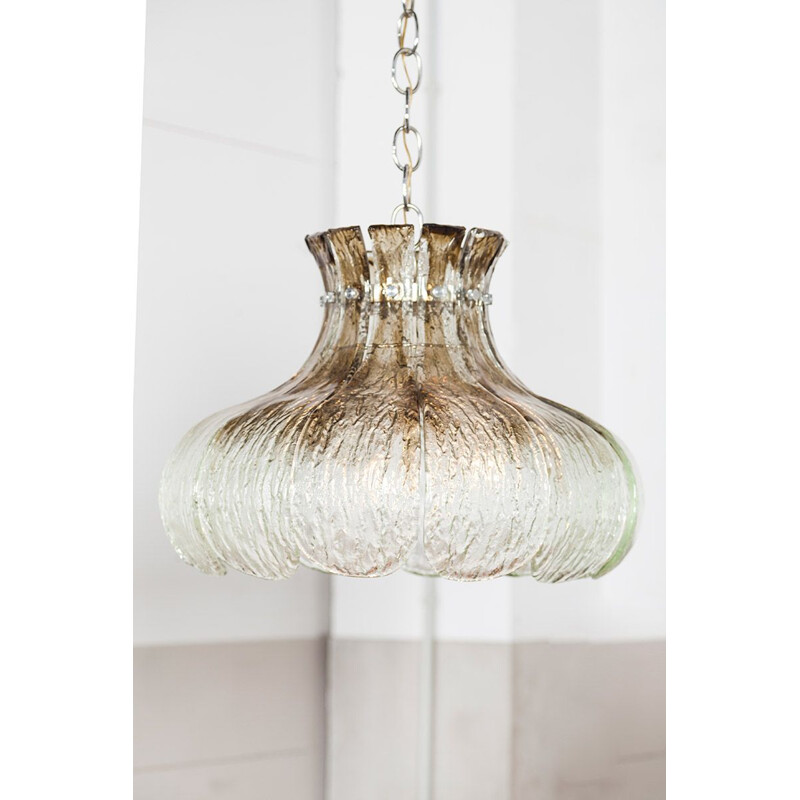 Vintage murano glass pendant lamp by Carlo Nason for Mazzega