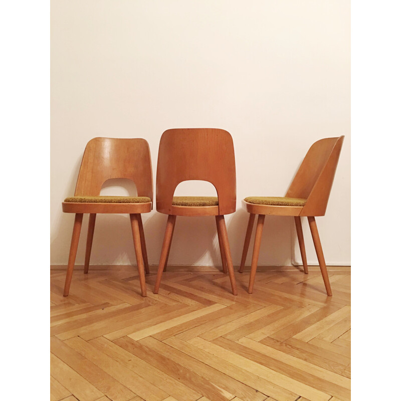 Set of 3 vintage dining chairs by Oswald Haerdtl for TON