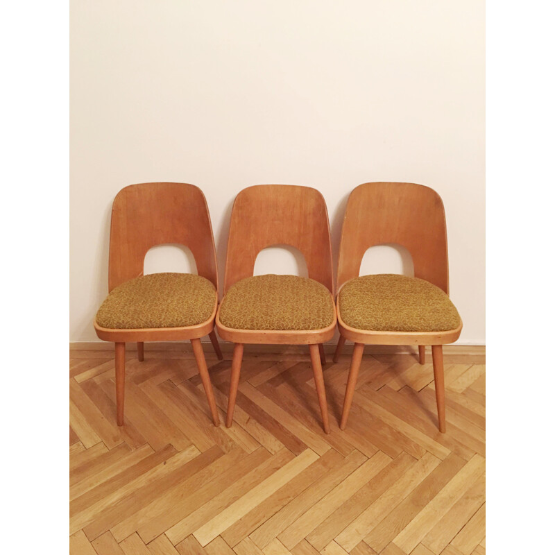 Set of 3 vintage dining chairs by Oswald Haerdtl for TON