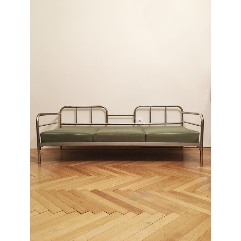 Vintage tubular steel couch  daybed by Robert Slezak