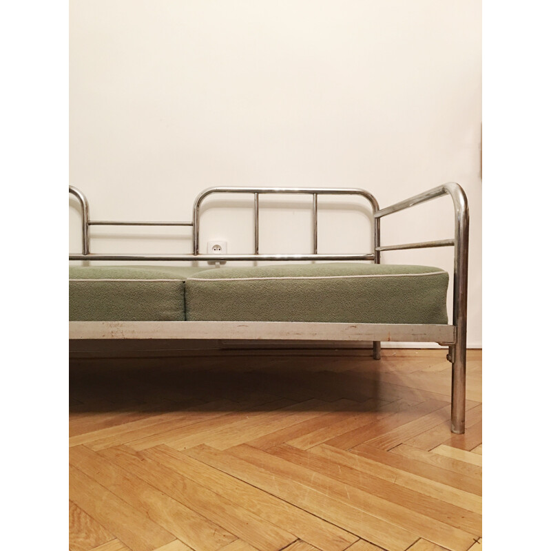 Vintage tubular steel couch  daybed by Robert Slezak