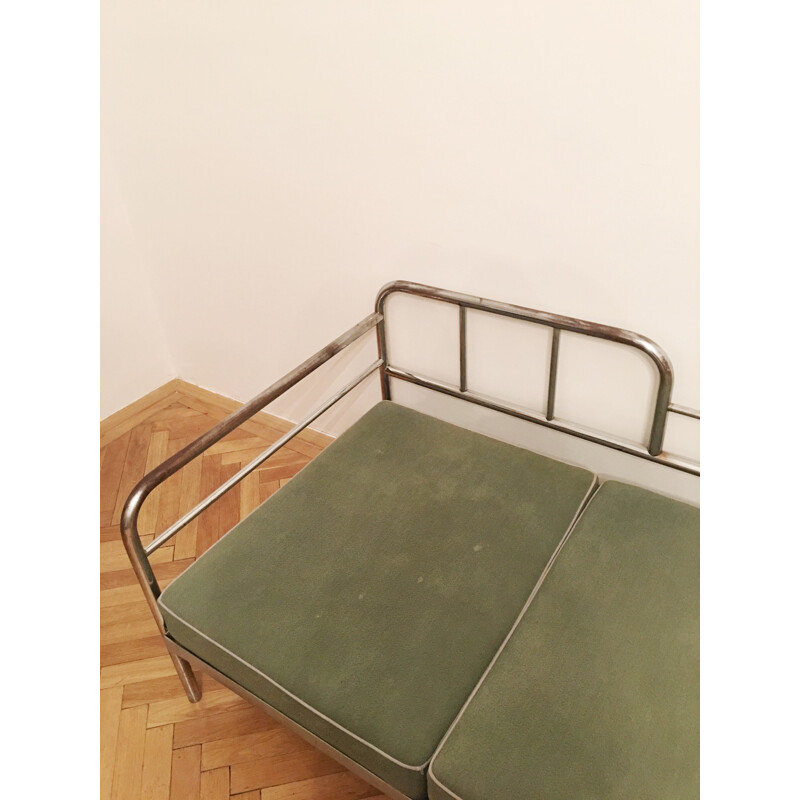 Vintage tubular steel couch  daybed by Robert Slezak