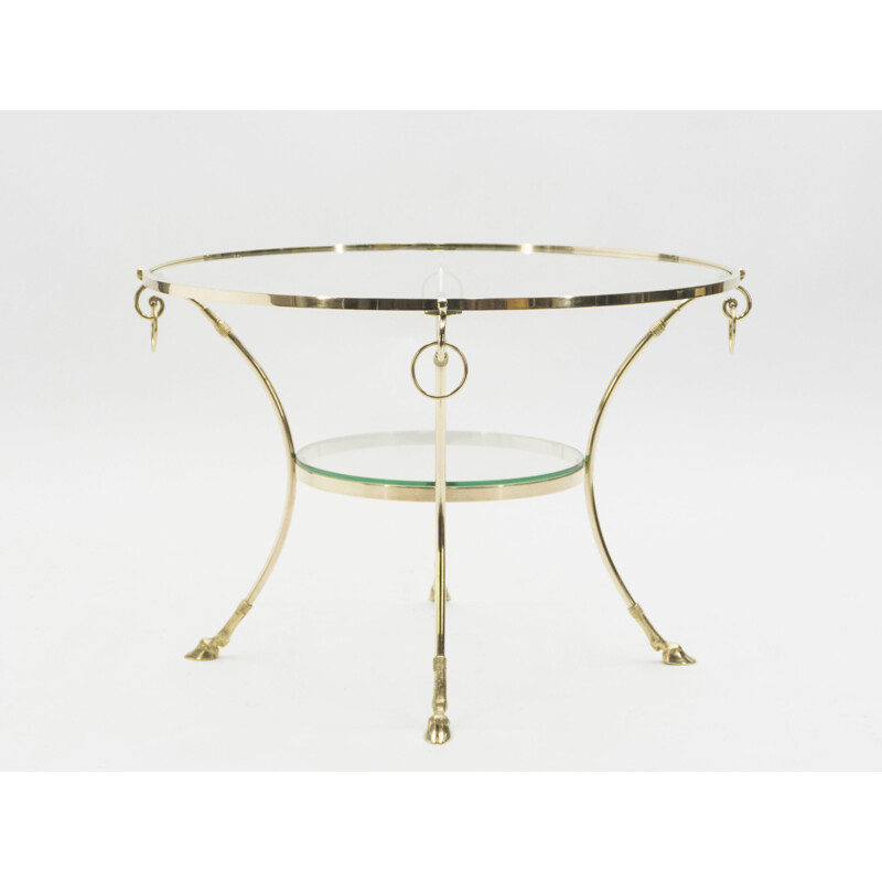 Brass and glass vintage table for Maison Charles, France 1970