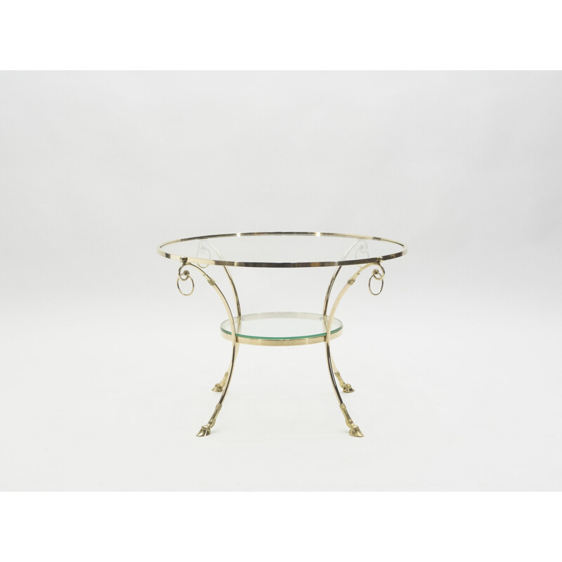 Brass and glass vintage table for Maison Charles, France 1970